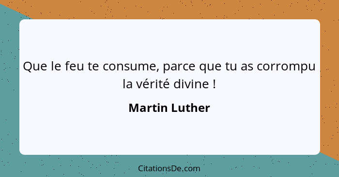 Que le feu te consume, parce que tu as corrompu la vérité divine !... - Martin Luther