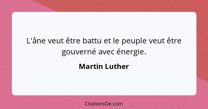 L'âne veut être battu et le peuple veut être gouverné avec énergie.... - Martin Luther