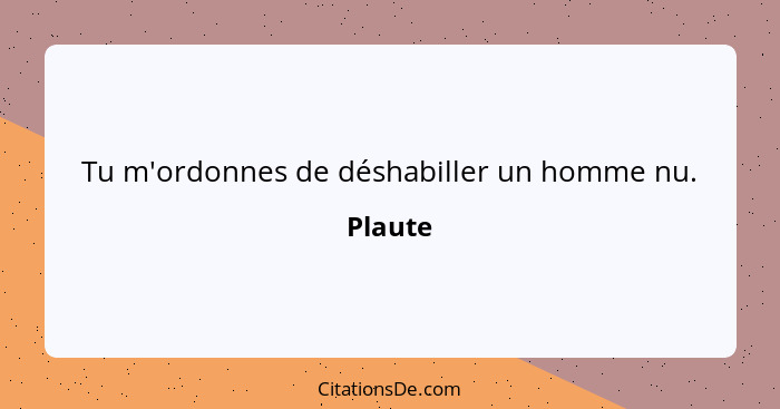 Tu m'ordonnes de déshabiller un homme nu.... - Plaute