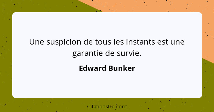 Une suspicion de tous les instants est une garantie de survie.... - Edward Bunker