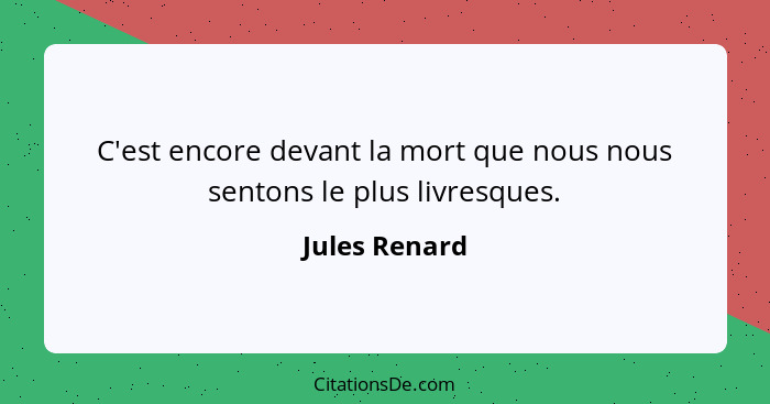 C'est encore devant la mort que nous nous sentons le plus livresques.... - Jules Renard