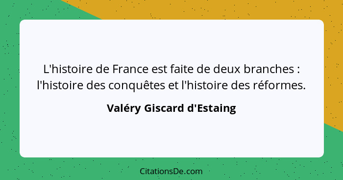 L'histoire de France est faite de deux branches : l'histoire des conquêtes et l'histoire des réformes.... - Valéry Giscard d'Estaing