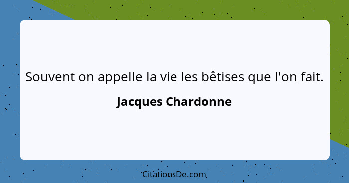 Souvent on appelle la vie les bêtises que l'on fait.... - Jacques Chardonne