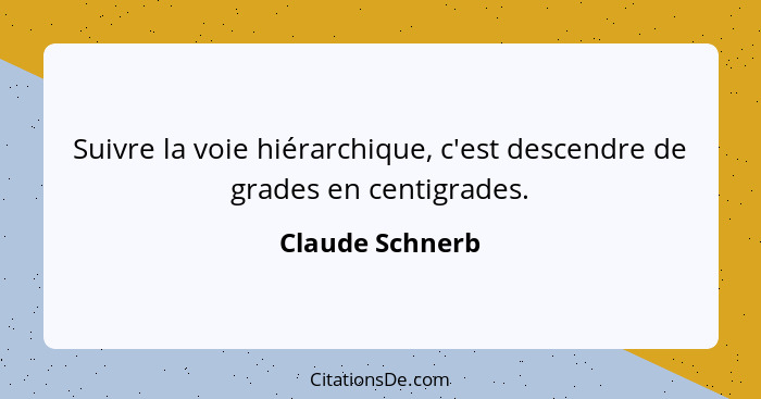 Suivre la voie hiérarchique, c'est descendre de grades en centigrades.... - Claude Schnerb