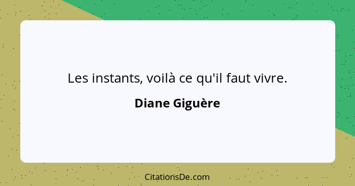 Les instants, voilà ce qu'il faut vivre.... - Diane Giguère