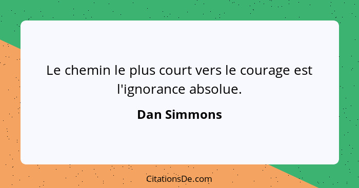 Le chemin le plus court vers le courage est l'ignorance absolue.... - Dan Simmons