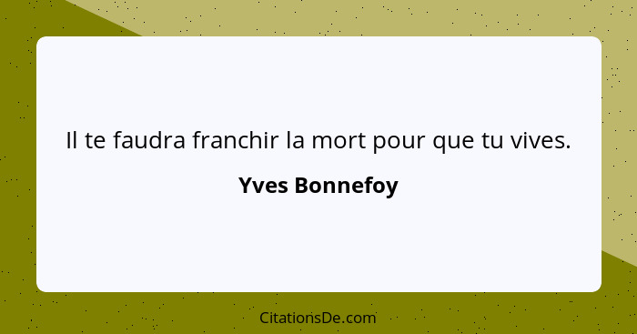 Il te faudra franchir la mort pour que tu vives.... - Yves Bonnefoy