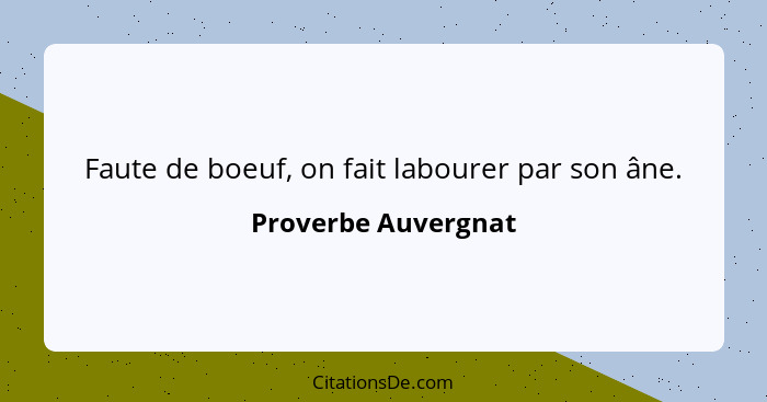 Faute de boeuf, on fait labourer par son âne.... - Proverbe Auvergnat