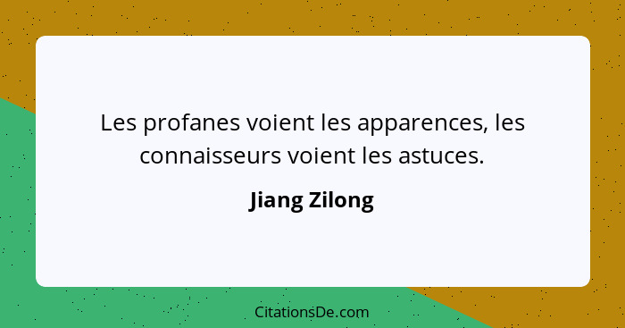 Les profanes voient les apparences, les connaisseurs voient les astuces.... - Jiang Zilong