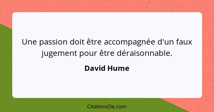 Une passion doit être accompagnée d'un faux jugement pour être déraisonnable.... - David Hume