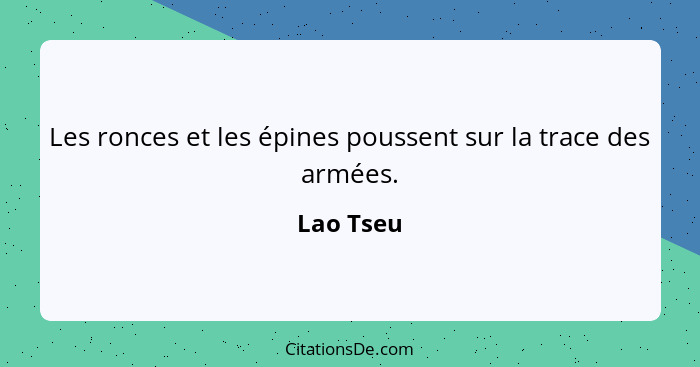 Les ronces et les épines poussent sur la trace des armées.... - Lao Tseu