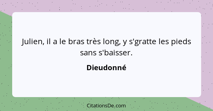 Julien, il a le bras très long, y s'gratte les pieds sans s'baisser.... - Dieudonné