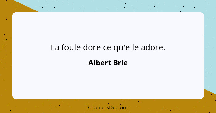 La foule dore ce qu'elle adore.... - Albert Brie