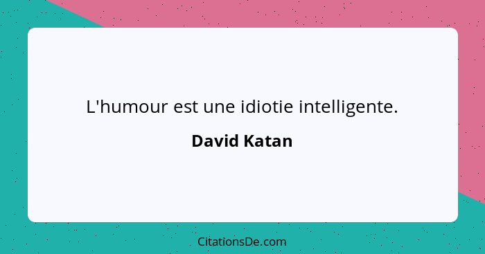 L'humour est une idiotie intelligente.... - David Katan