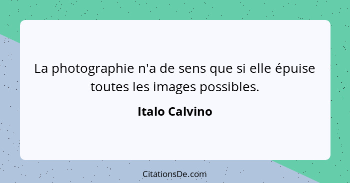 La photographie n'a de sens que si elle épuise toutes les images possibles.... - Italo Calvino