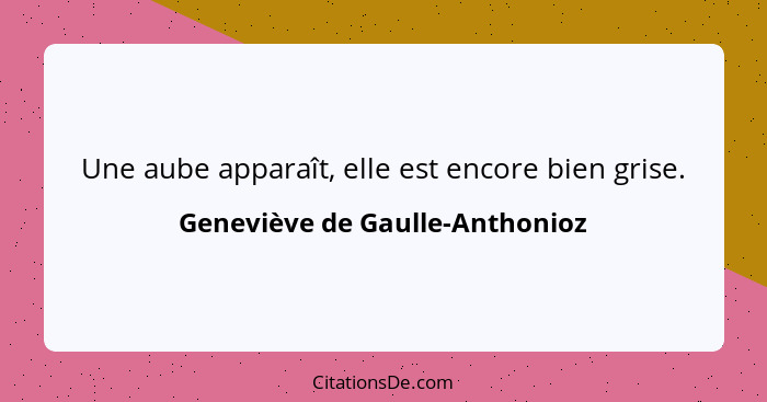 Une aube apparaît, elle est encore bien grise.... - Geneviève de Gaulle-Anthonioz