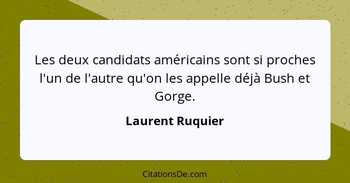 Les deux candidats américains sont si proches l'un de l'autre qu'on les appelle déjà Bush et Gorge.... - Laurent Ruquier