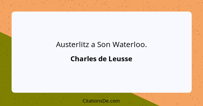 Austerlitz a Son Waterloo.... - Charles de Leusse