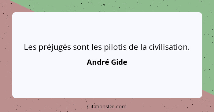Les préjugés sont les pilotis de la civilisation.... - André Gide