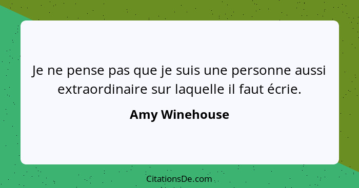 Je ne pense pas que je suis une personne aussi extraordinaire sur laquelle il faut écrie.... - Amy Winehouse