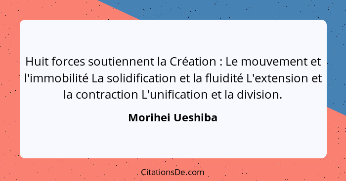 Huit forces soutiennent la Création : Le mouvement et l'immobilité La solidification et la fluidité L'extension et la contracti... - Morihei Ueshiba