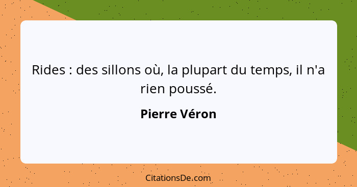 Rides : des sillons où, la plupart du temps, il n'a rien poussé.... - Pierre Véron