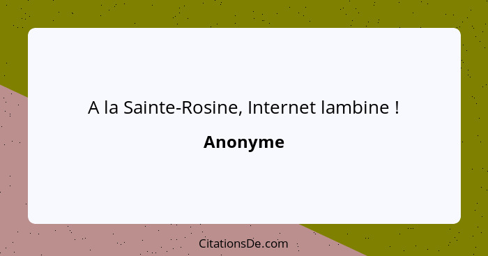 A la Sainte-Rosine, Internet lambine !... - Anonyme