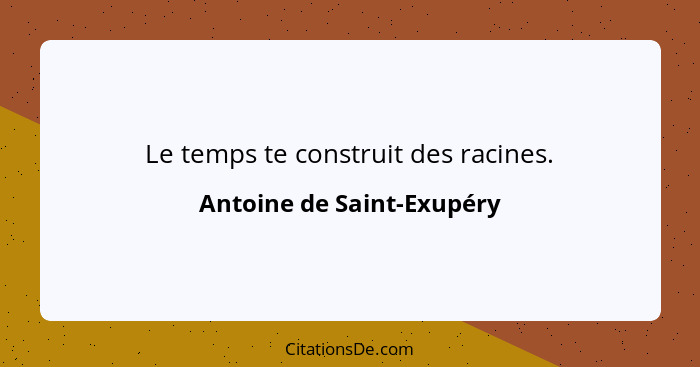 Le temps te construit des racines.... - Antoine de Saint-Exupéry