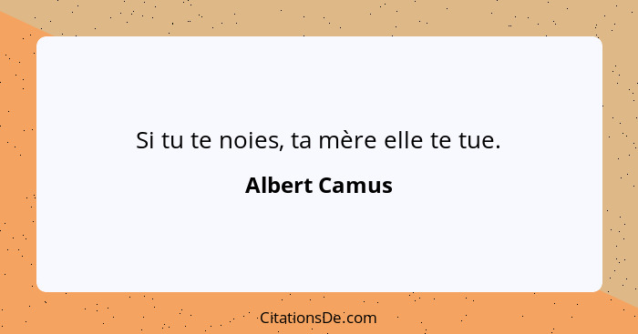 Si tu te noies, ta mère elle te tue.... - Albert Camus