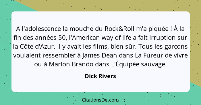 A l'adolescence la mouche du Rock&Roll m'a piquée ! À la fin des années 50, l'American way of life a fait irruption sur la Côte d'A... - Dick Rivers