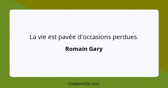 La vie est pavée d'occasions perdues.... - Romain Gary