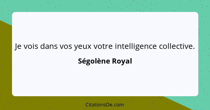 Je vois dans vos yeux votre intelligence collective.... - Ségolène Royal