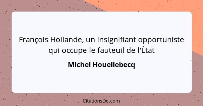 François Hollande, un insignifiant opportuniste qui occupe le fauteuil de l'État... - Michel Houellebecq