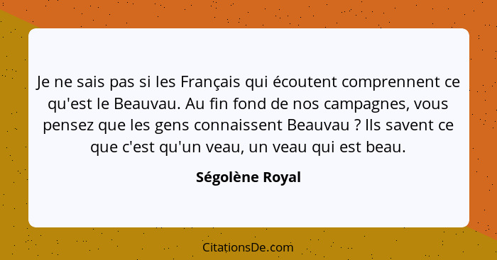 Je ne sais pas si les Français qui écoutent comprennent ce qu'est le Beauvau. Au fin fond de nos campagnes, vous pensez que les gens... - Ségolène Royal