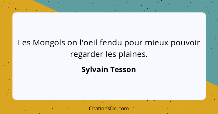 Les Mongols on l'oeil fendu pour mieux pouvoir regarder les plaines.... - Sylvain Tesson