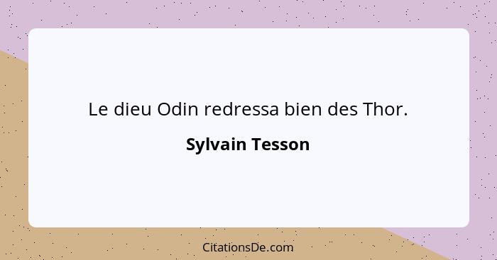 Le dieu Odin redressa bien des Thor.... - Sylvain Tesson