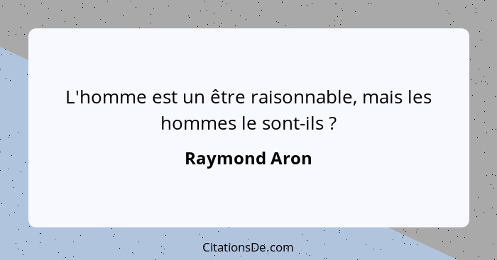 L'homme est un être raisonnable, mais les hommes le sont-ils ?... - Raymond Aron