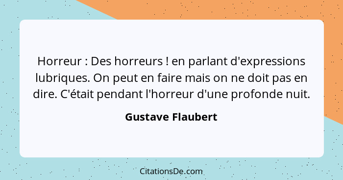 Horreur : Des horreurs ! en parlant d'expressions lubriques. On peut en faire mais on ne doit pas en dire. C'était pendan... - Gustave Flaubert