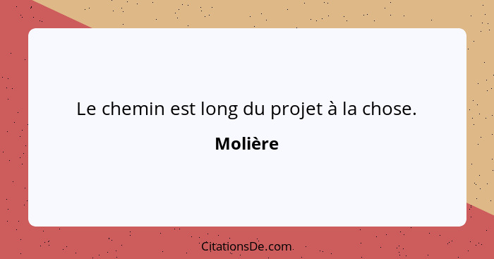 Le chemin est long du projet à la chose.... - Molière