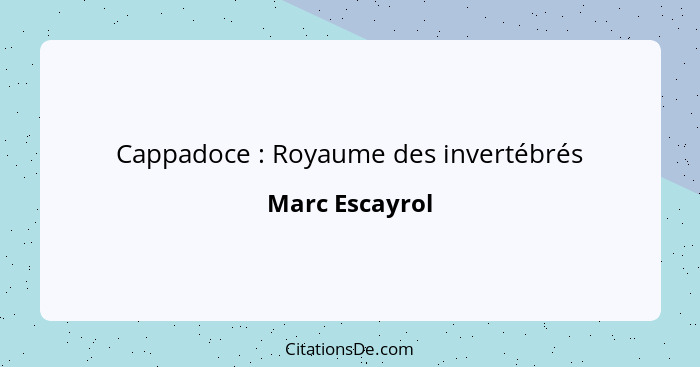 Cappadoce : Royaume des invertébrés... - Marc Escayrol