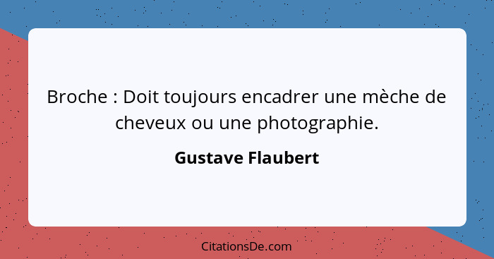 Broche : Doit toujours encadrer une mèche de cheveux ou une photographie.... - Gustave Flaubert