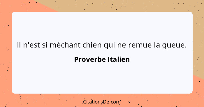 Il n'est si méchant chien qui ne remue la queue.... - Proverbe Italien