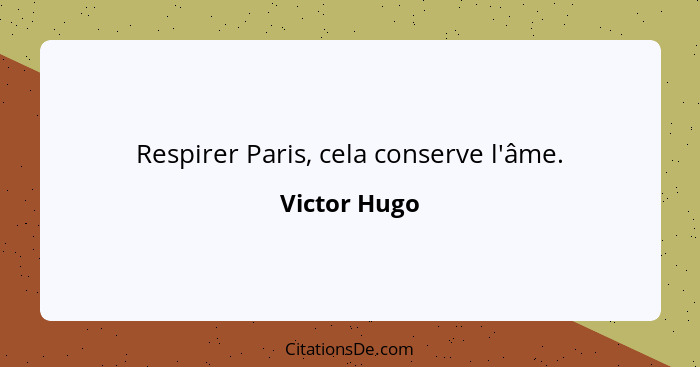 Respirer Paris, cela conserve l'âme.... - Victor Hugo