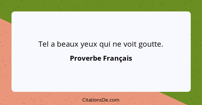 Tel a beaux yeux qui ne voit goutte.... - Proverbe Français