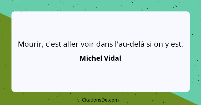 Mourir, c'est aller voir dans l'au-delà si on y est.... - Michel Vidal