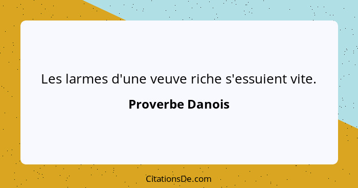 Les larmes d'une veuve riche s'essuient vite.... - Proverbe Danois