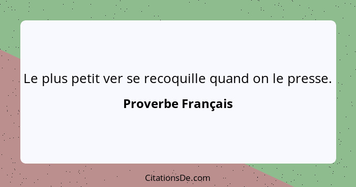 Le plus petit ver se recoquille quand on le presse.... - Proverbe Français