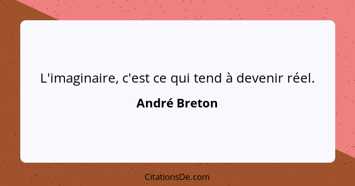 L'imaginaire, c'est ce qui tend à devenir réel.... - André Breton