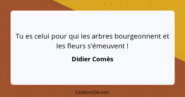 Tu es celui pour qui les arbres bourgeonnent et les fleurs s'émeuvent !... - Didier Comès