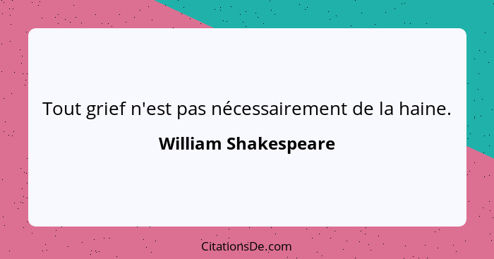 Tout grief n'est pas nécessairement de la haine.... - William Shakespeare